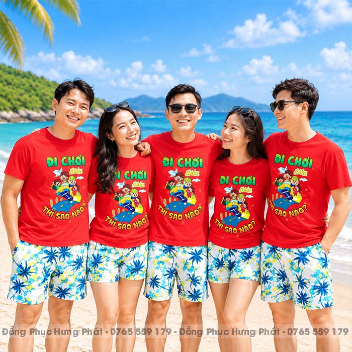 áo đồng phục team building Đi chơi thì sao nào màu Đỏ