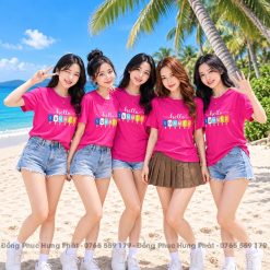áo đồng phục team building Hello Summer màu Hồng dâu