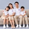 áo polo gia đình màu trắng viền 3 sọc