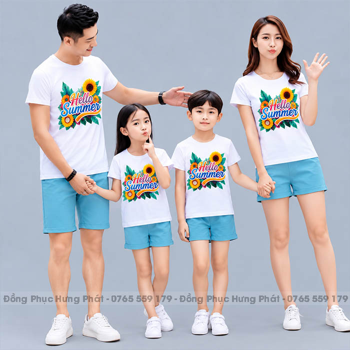 áo thun đồng phục gia đình đi biển hello summer