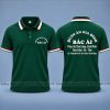 áo thun đồng phục quán ăn gia đình bác ái màu xanh rêu sọc đỏ trắng
