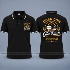 áo thun đồng phục quán cơm gia đình màu đen sọc trắng