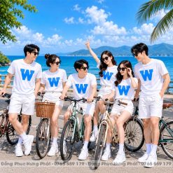 áo thun đồng phục team building in chữ W màu Trắng