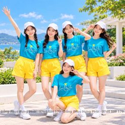 Áo Thun Đồng Phục Team Building Bàn Tay Love You màu Xanh ya