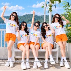 áo thun đồng phục team building Let's Go màu Trắng
