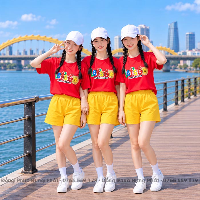 áo thun đồng phục team building Let's Go màu Đỏ
