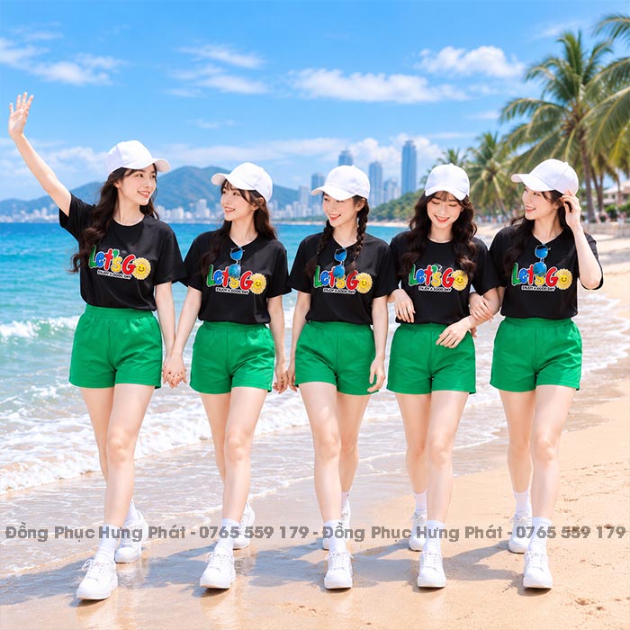 áo thun đồng phục team building Let's Go màu Đen