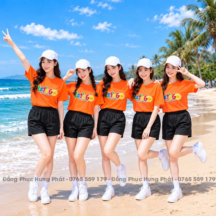 áo thun đồng phục team building Let's Go màu Cam