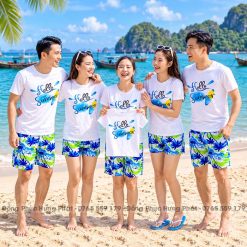 áo thun du lịch biển hello summer màu trắng