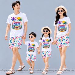 áo thun gia đình đi biển in summer vibes