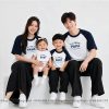áo thun gia đình màu trắng phối xanh đen