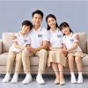 áo thun polo gia đình màu trắng sọc đỏ