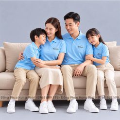 áo thun polo gia đình màu xanh biển