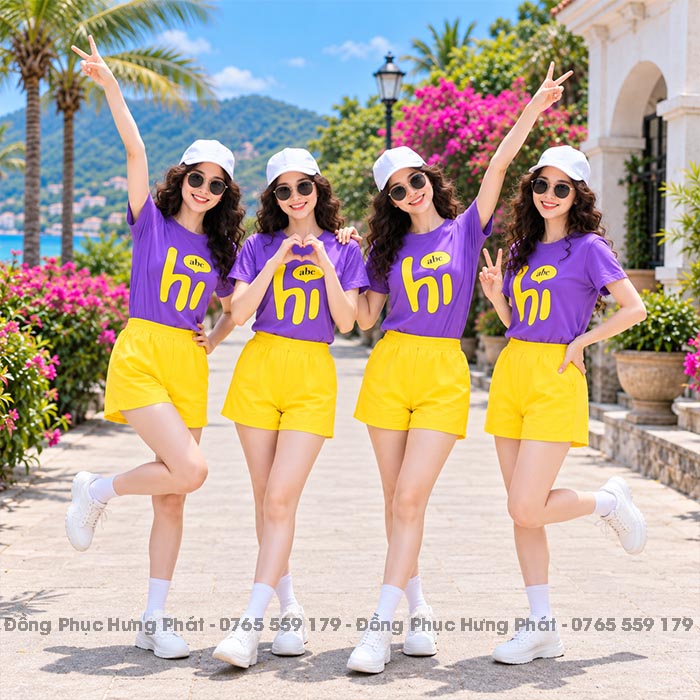 Áo Thun Đồng Phục Team Building Hi màu Tím