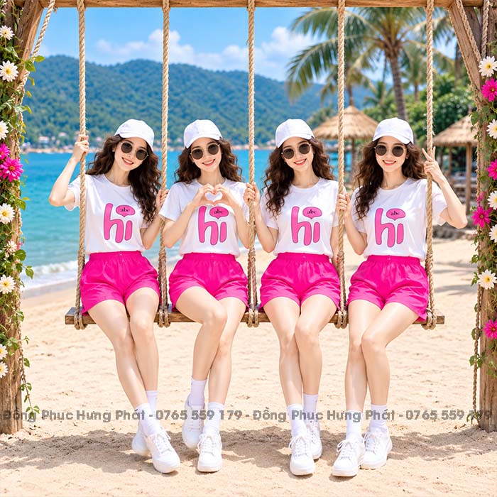 Áo Thun Đồng Phục Team Building Hi màu Trắng